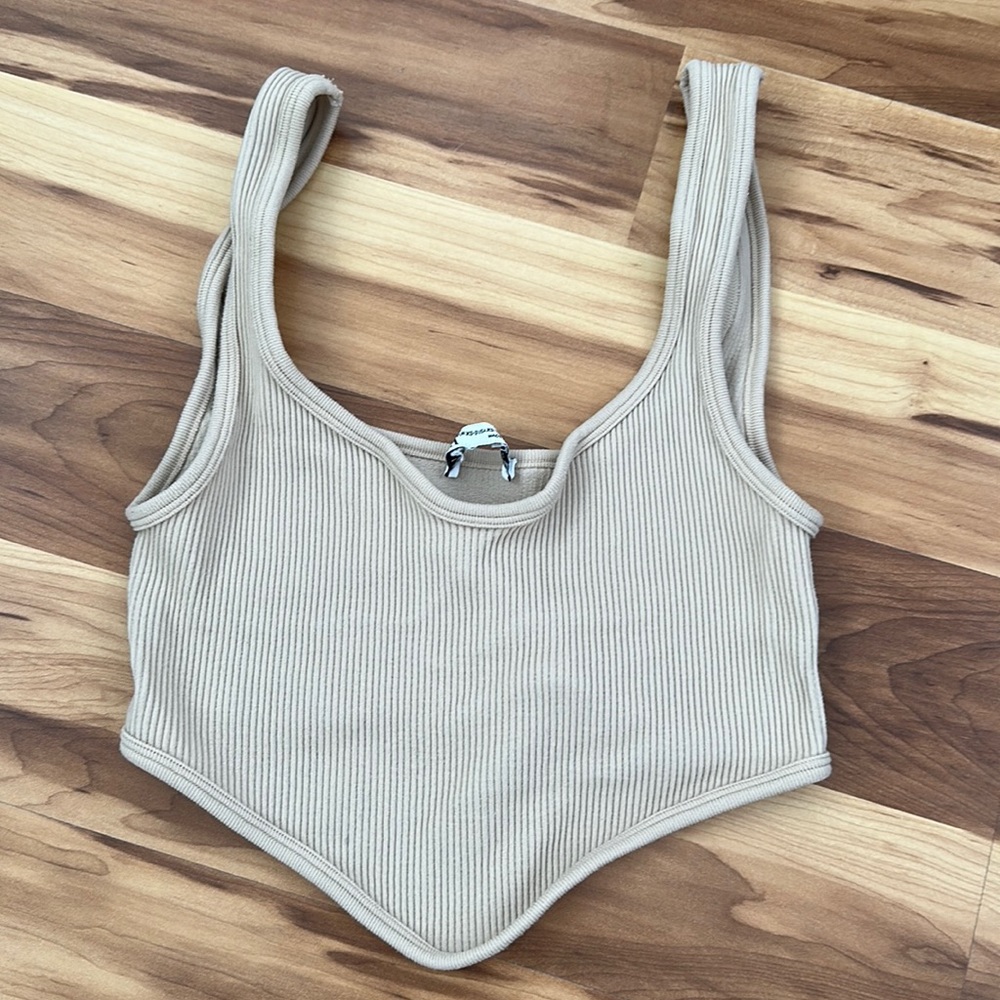 Zara nude ribbed crop top.